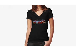 Classic cars printed on Women's v-neck tee shirt